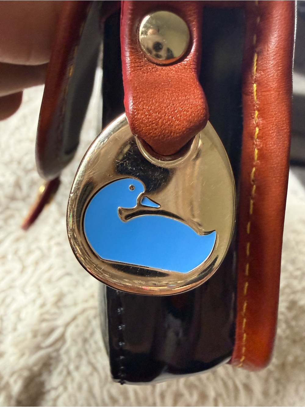 Dooney & Bourke Madison Taylor Black Patent Wristlet with Leather Trim - Picture 4 of 9